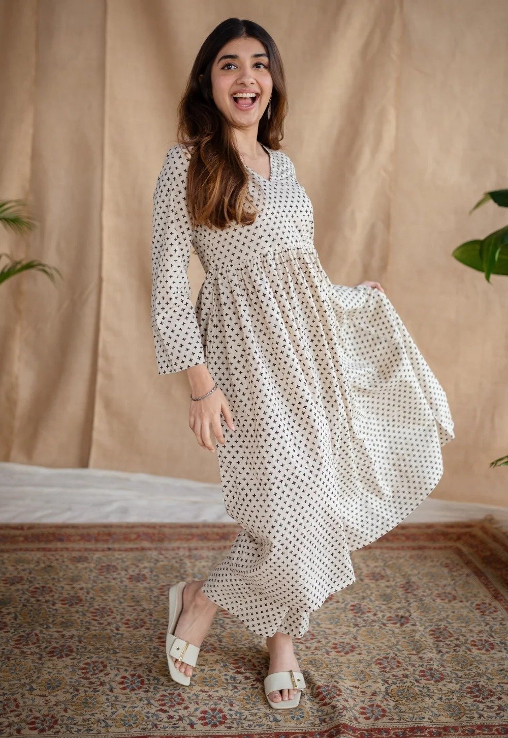 Printed Cotton Umbrella Style Co-Ord Set with Side Pockets