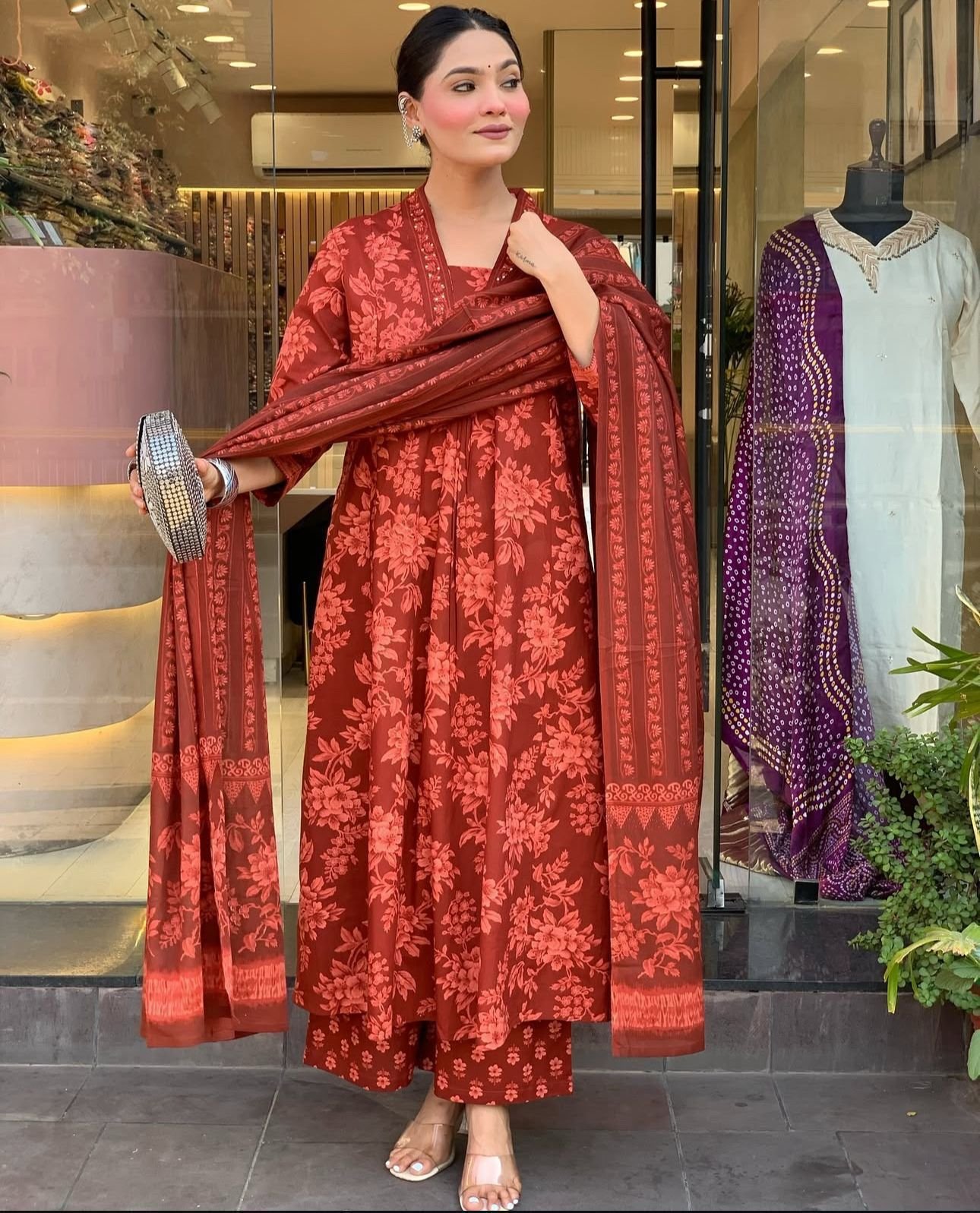 Floral Cotton A-Line Pant Set