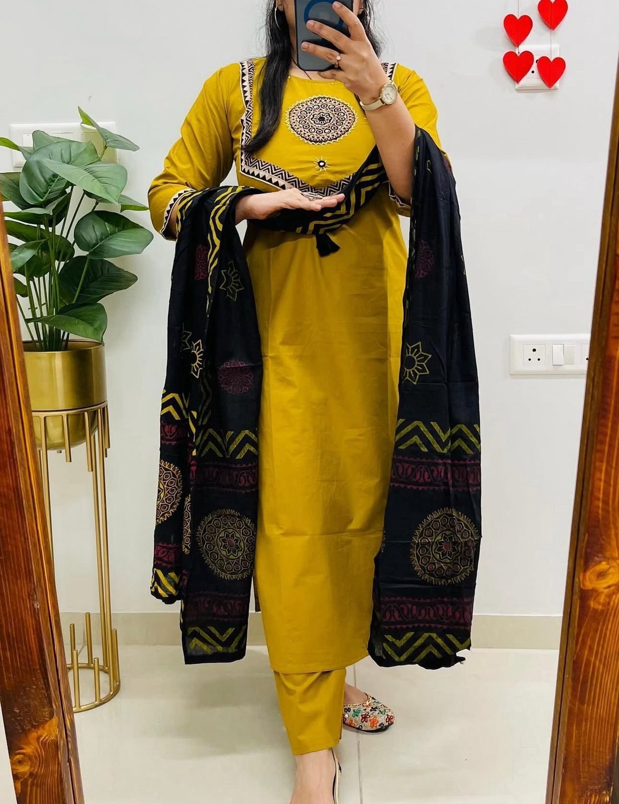 Yellow Handwork Cotton Suit Set