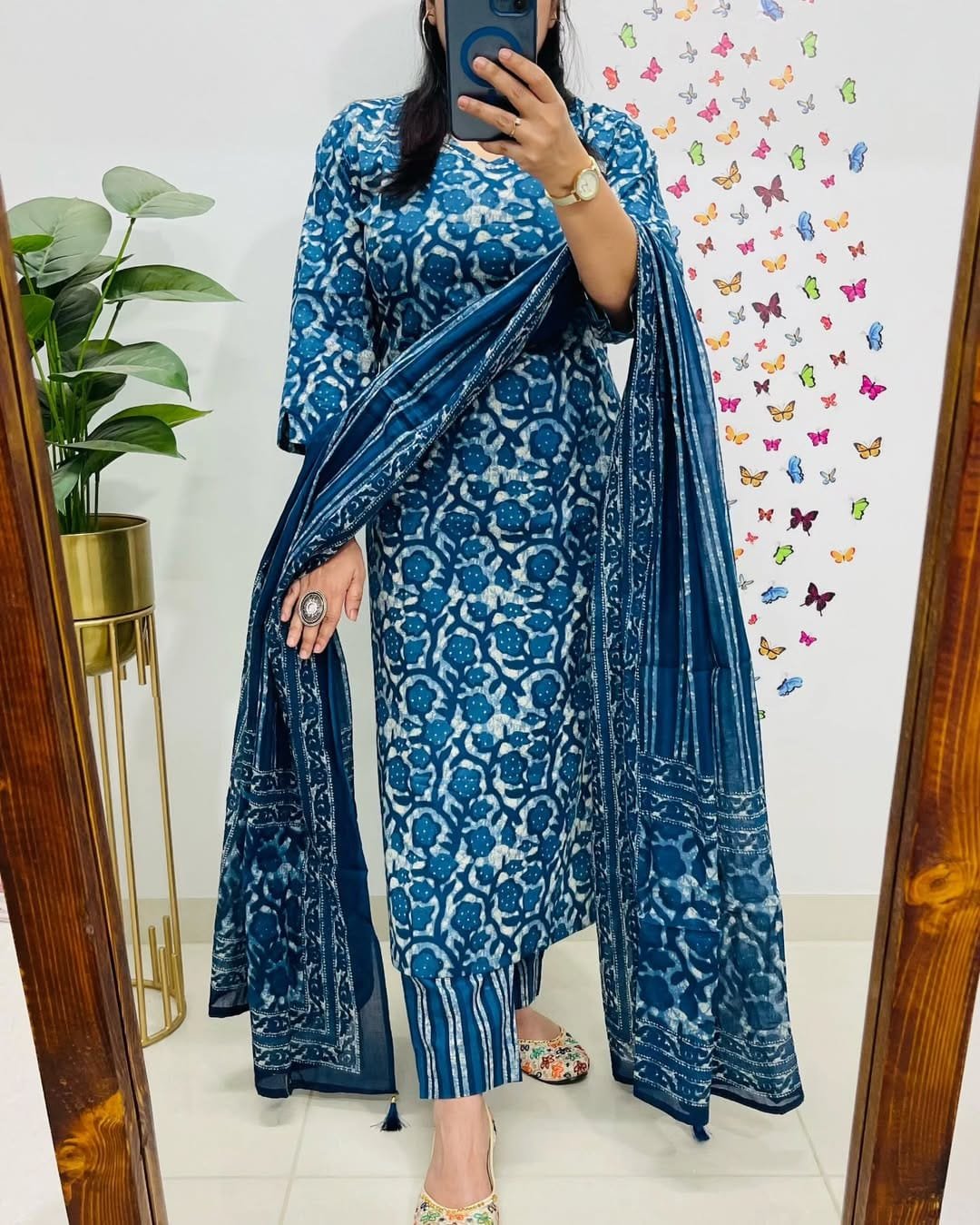 Printed Cotton Kurta Pant Dupatta Set