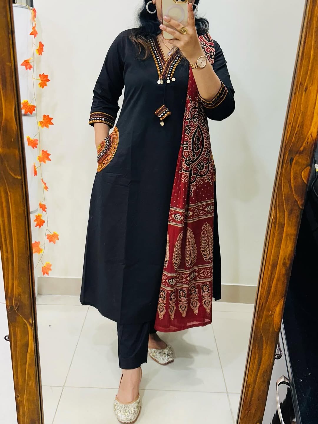 Premium Dabu Cotton A-Line Embroidered Suit