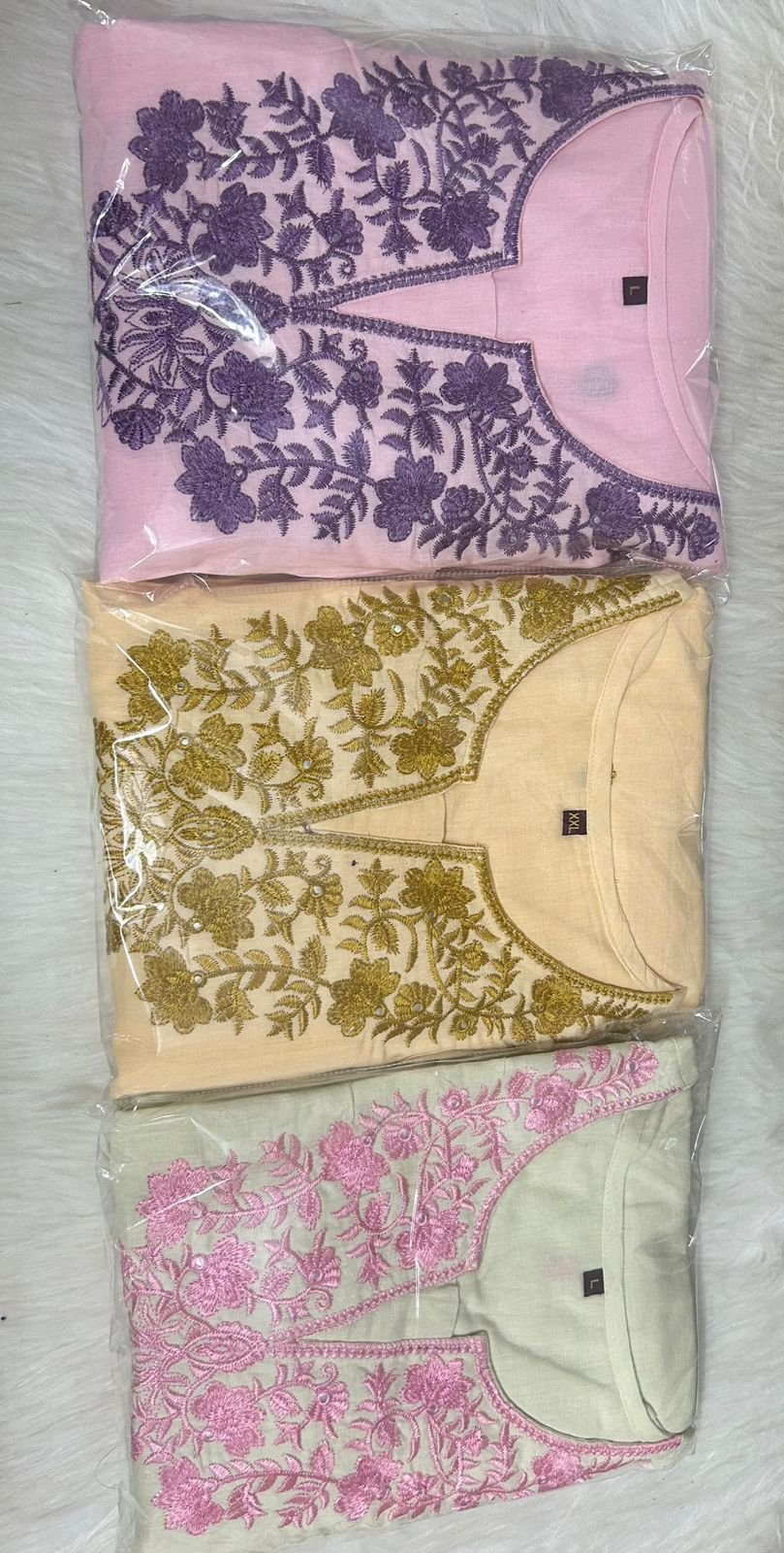 Cream Khadi Flex Cotton Embroidered Suit Set