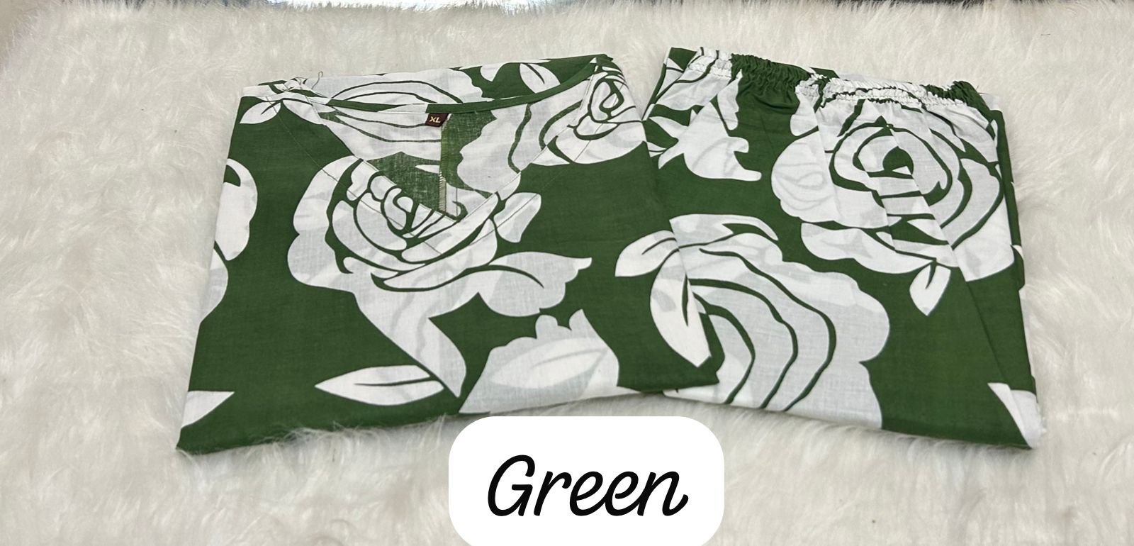 Green Cotton Kurti Palazzo Set with Mega Sleeves