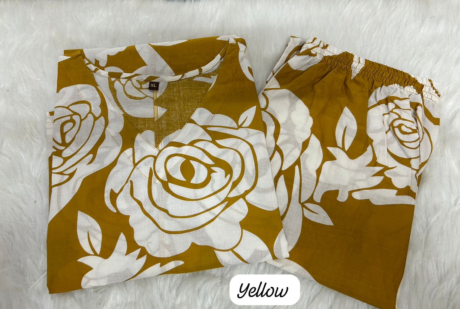 Yellow Cotton Kurti Palazzo Set with Mega Sleeves