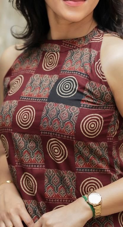 Ajrakh Cotton Halter Neck A-Line Co-Ord Set