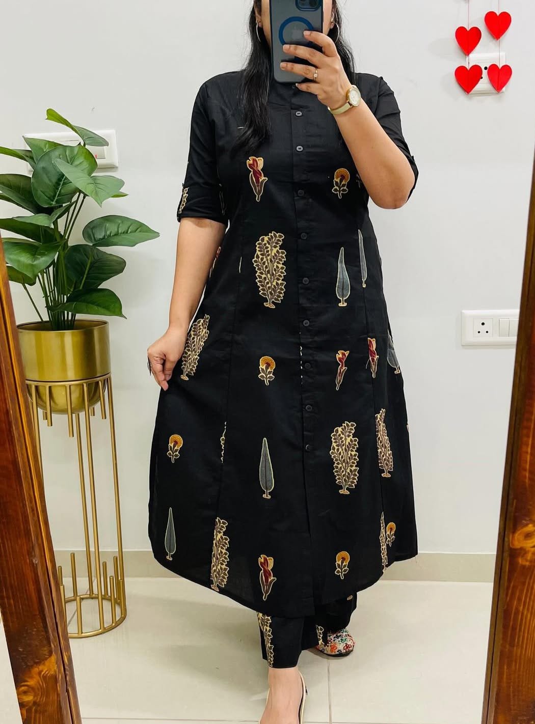 Designer Cotton Kurti Palazzos Set