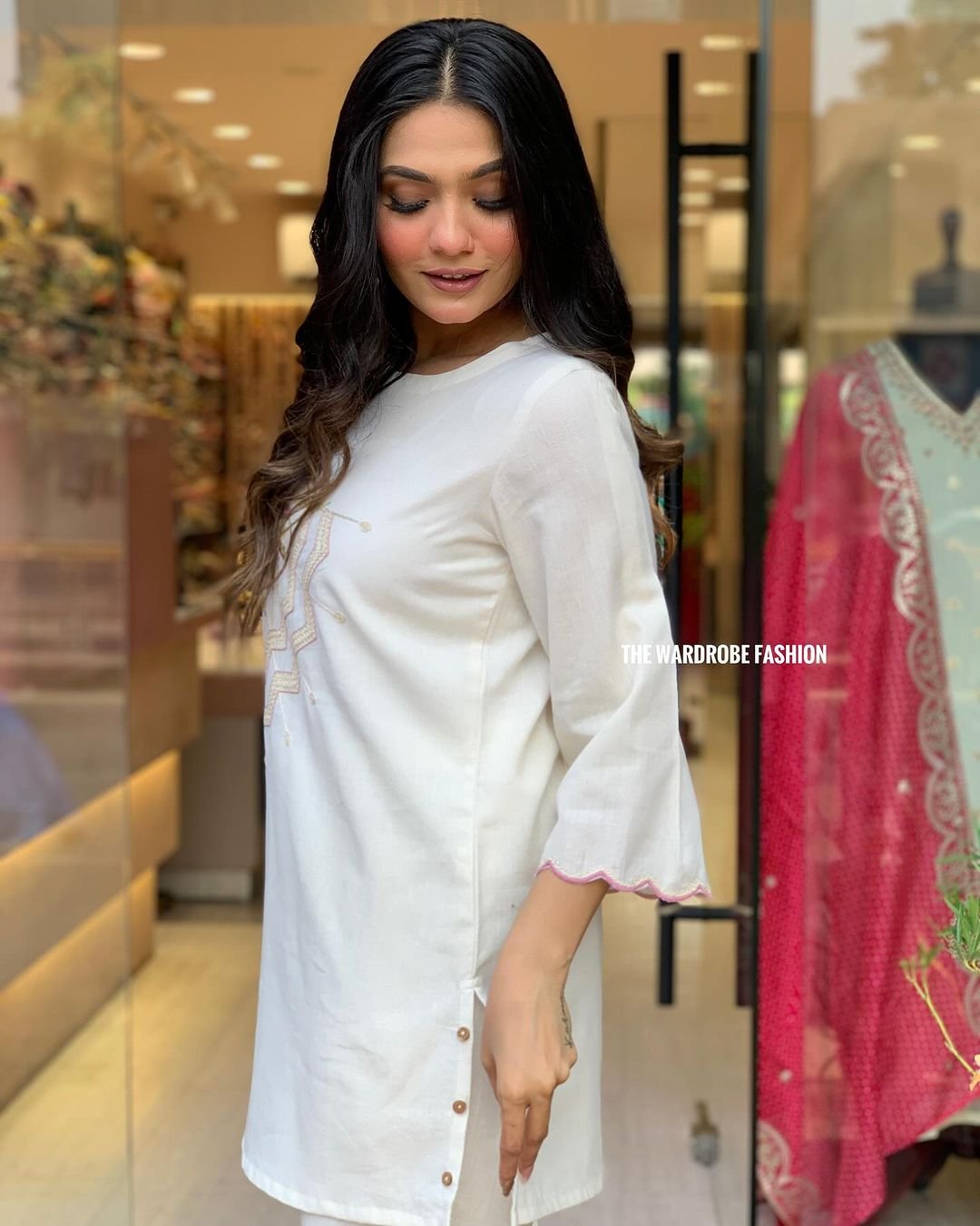 White Cotton Flex Embroidered Co-Ord Set