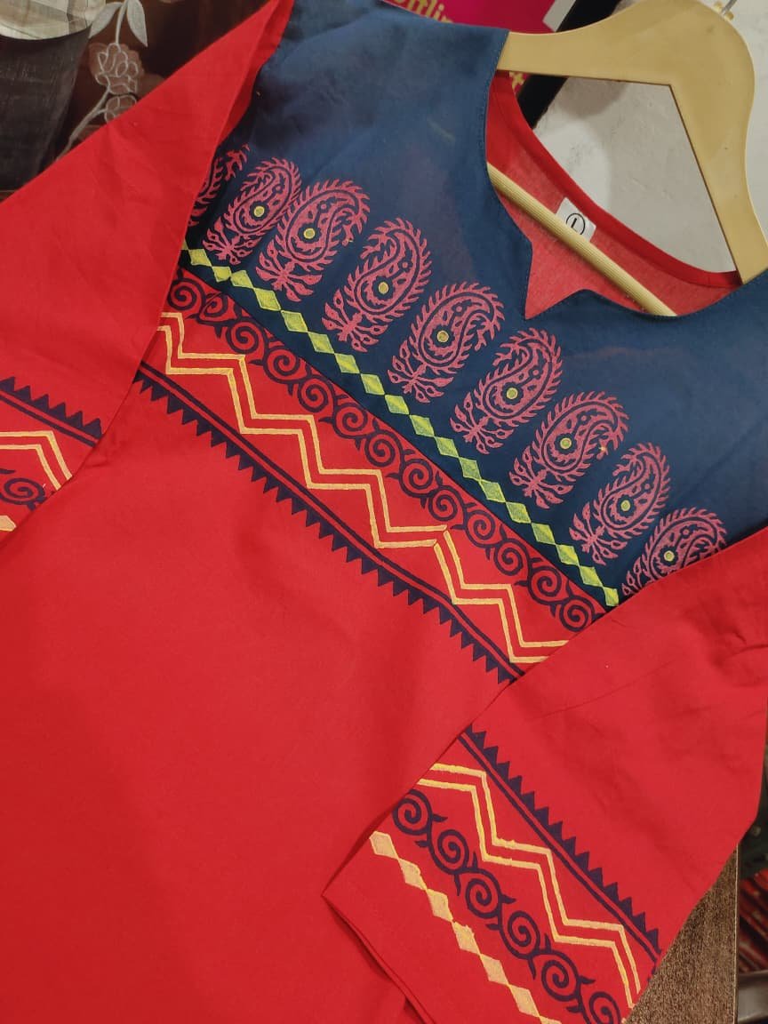 Block Print Cotton Kurti Palazzo Set