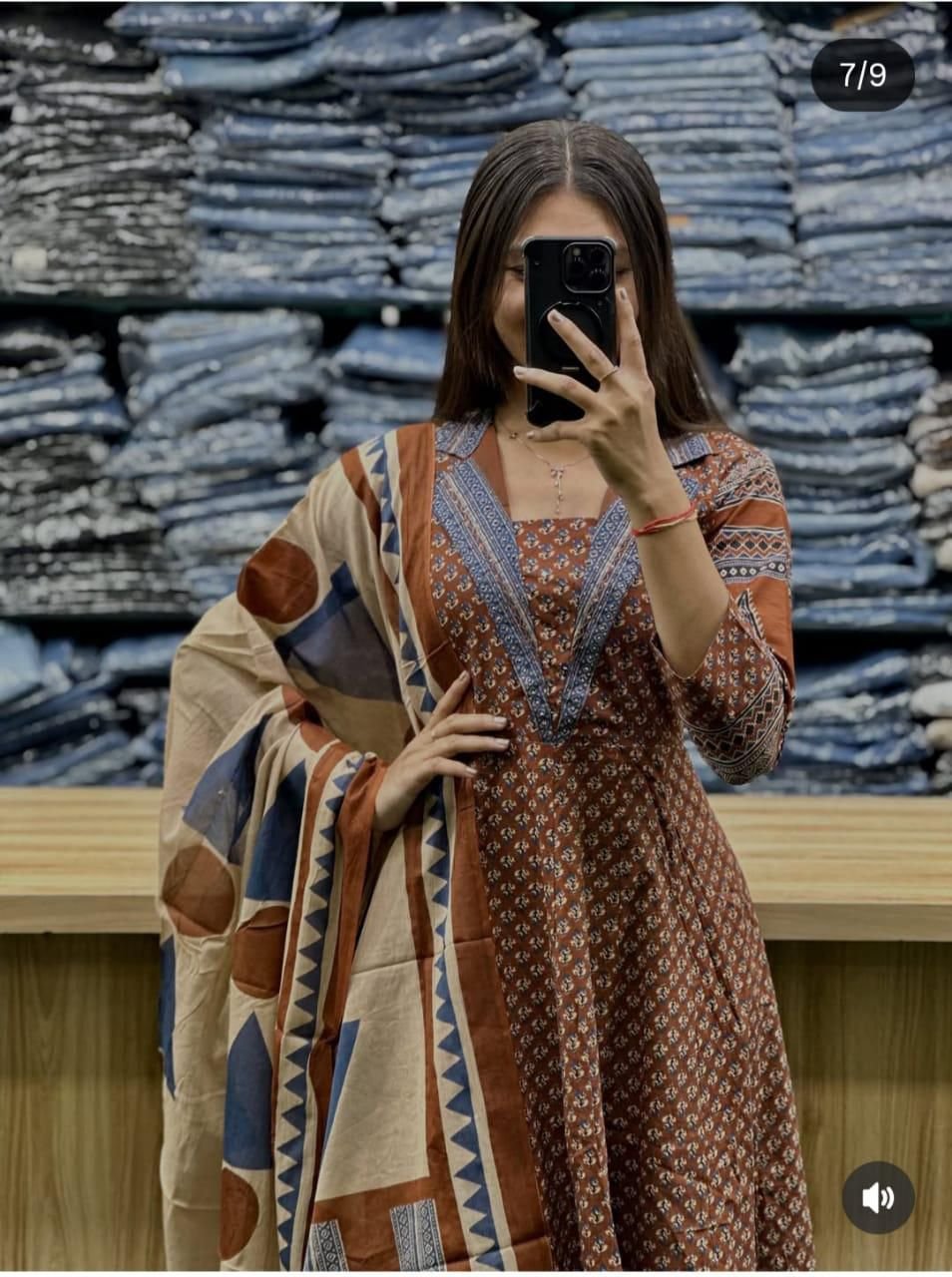 Cotton Handwork Kurti Palazzo Dupatta Set