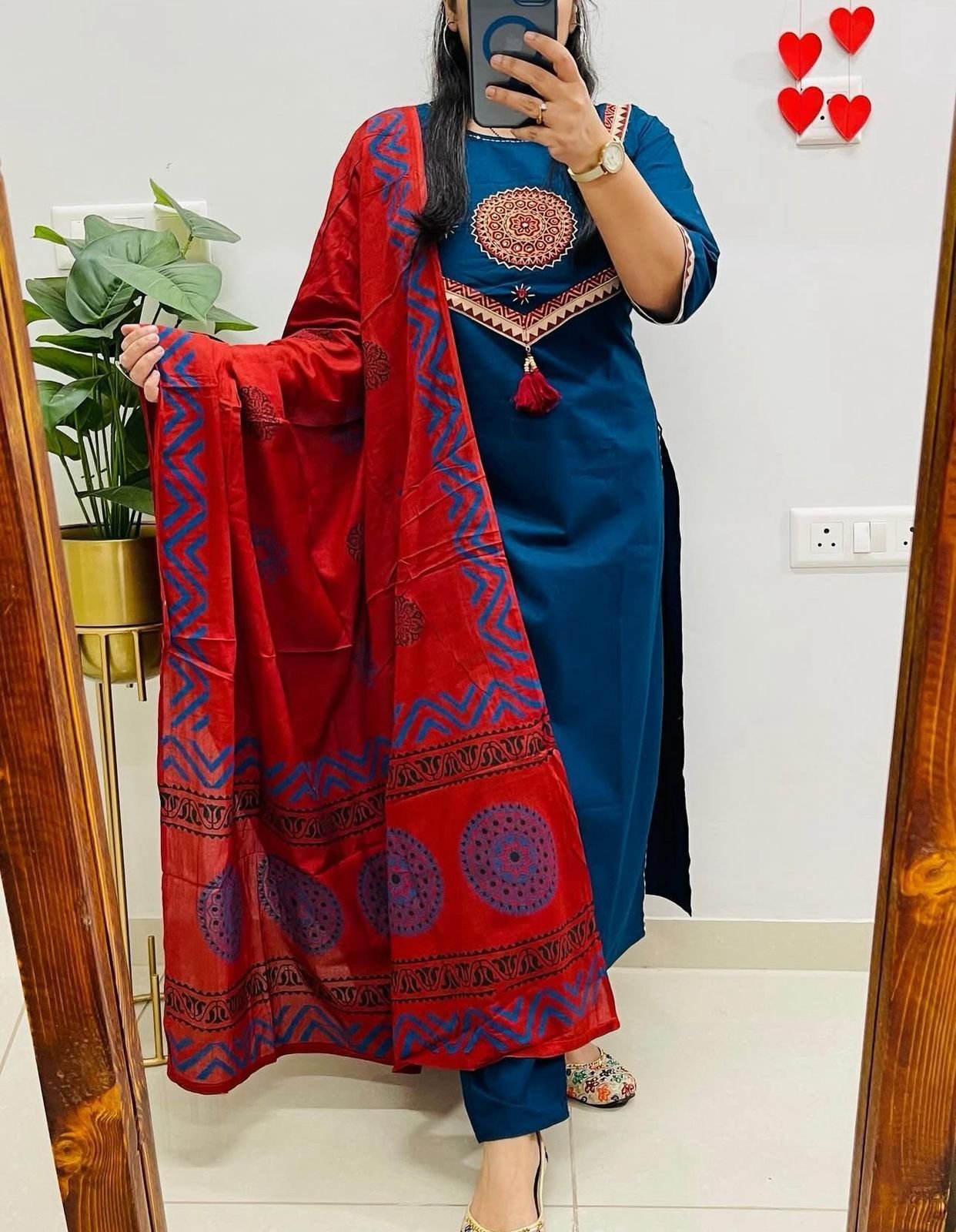 Blue Handwork Cotton Suit Set