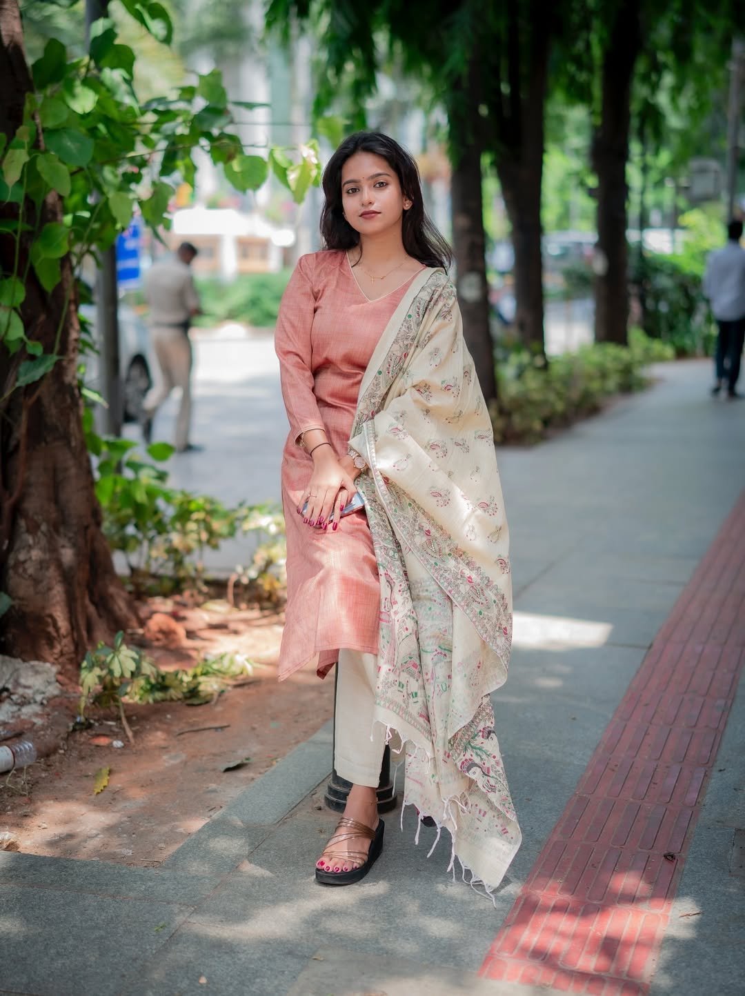 South Cotton Kurti Set with Khadi Silk Dupatta