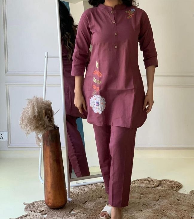 Pure Cotton Slub Handwork Co-Ord Set