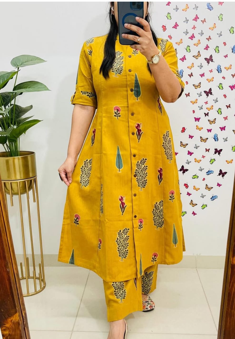 Designer Cotton Kurti Palazzos Set