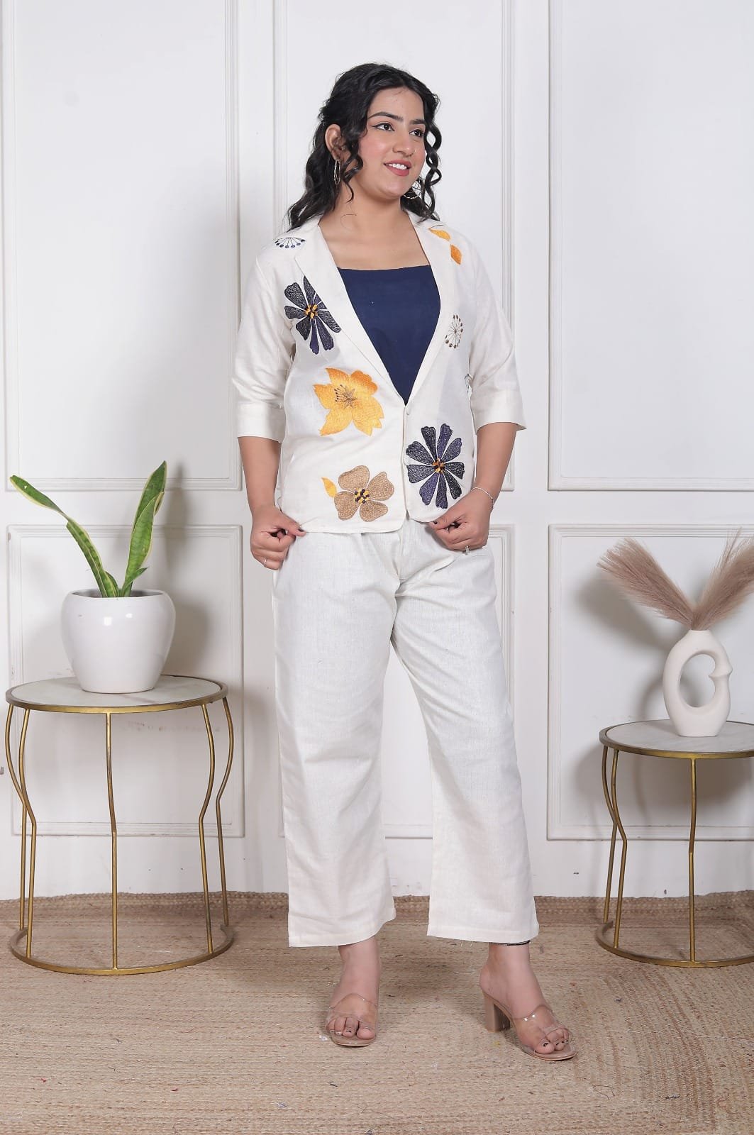 Vibrant Three-Piece Embroidered Cotton Ensemble