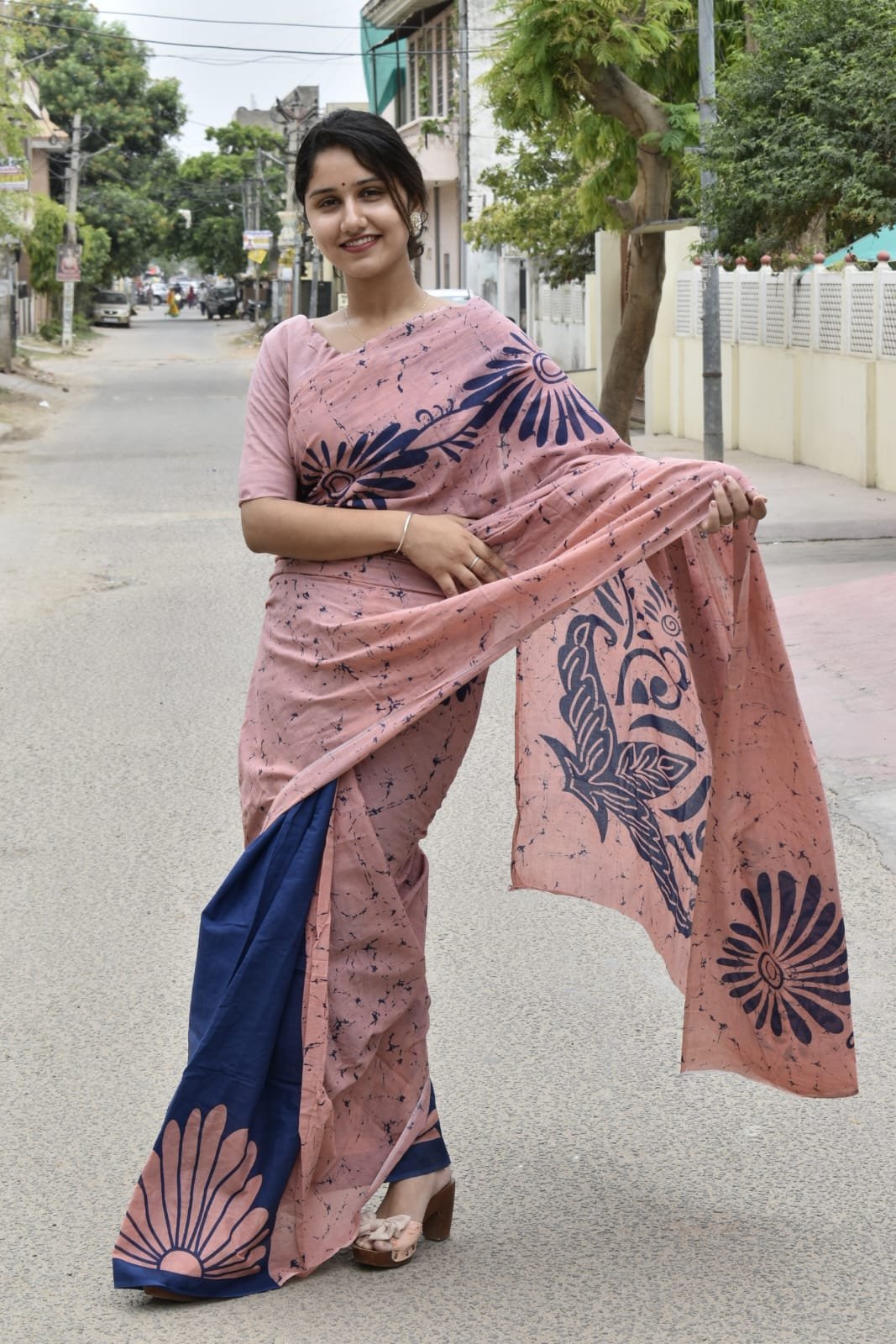 Bagru Block Printed Mulmul Cotton Saree